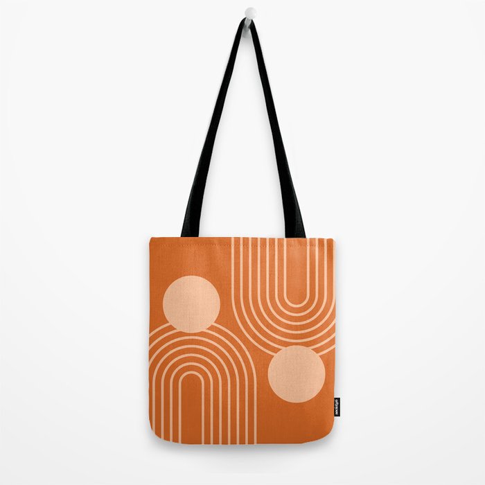 Mid Century Modern Geometric 194 in Orange Shades Tote Bag Gallery Image 2