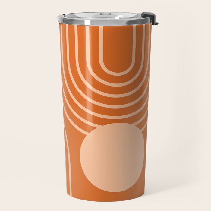Mid Century Modern Geometric 194 in Orange Shades Travel Mug Gallery Image 2