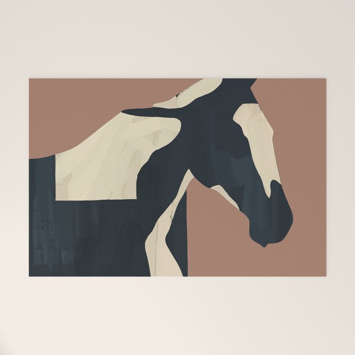 Abstract Minimal Horse Mocha Mousse Welcome Mat Gallery Image 1