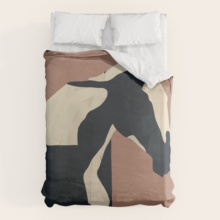 Abstract Minimal Horse Mocha Mousse Duvet Cover Gallery Image 1