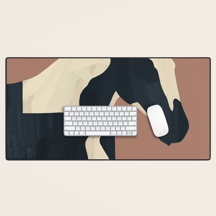 Abstract Minimal Horse Mocha Mousse Desk Mat Gallery Image 1