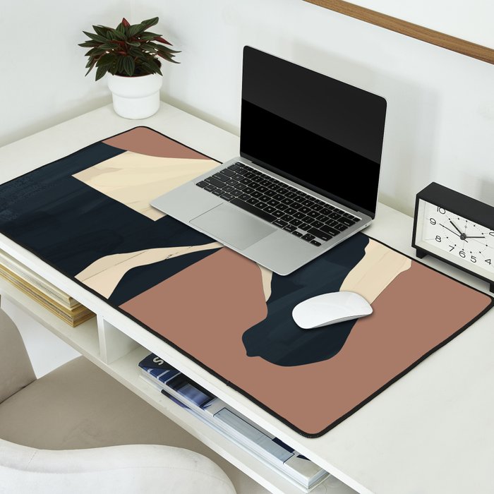 Abstract Minimal Horse Mocha Mousse Desk Mat Gallery Image 2