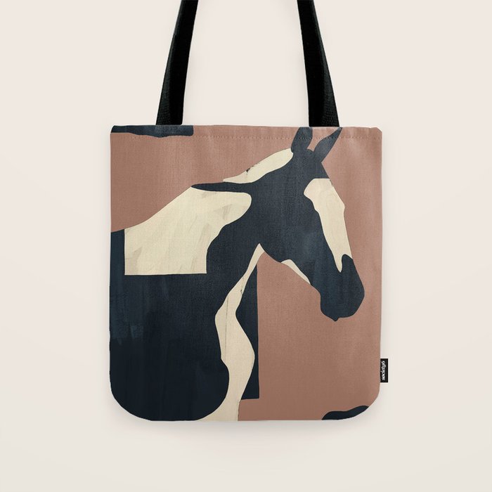 Abstract Minimal Horse Mocha Mousse Tote Bag Gallery Image 1