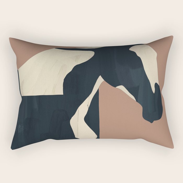 Abstract Minimal Horse Mocha Mousse Rectangular Pillow Gallery Image 1