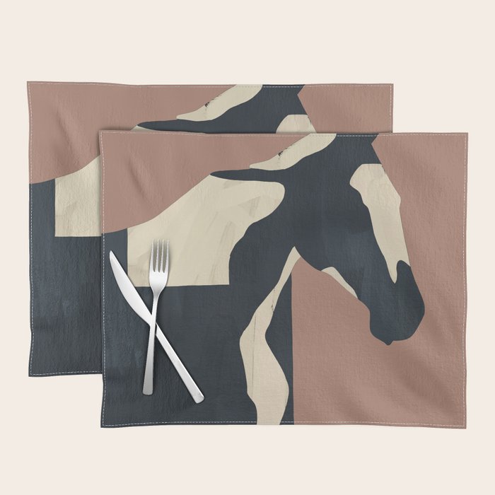 Abstract Minimal Horse Mocha Mousse Placemat Gallery Image 1