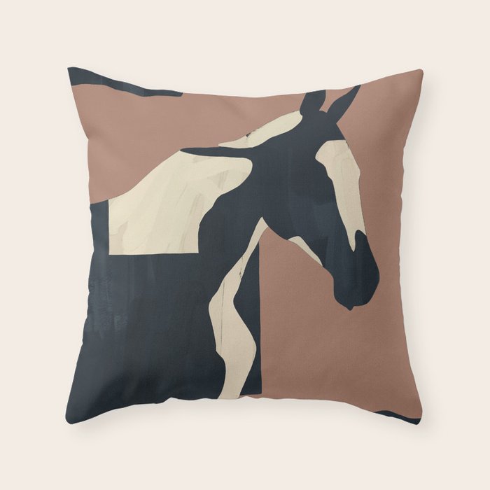 Abstract Minimal Horse Mocha Mousse Throw Pillow Gallery Image 6