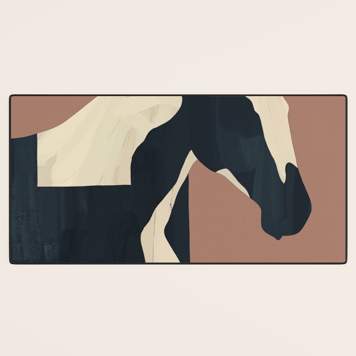 Abstract Minimal Horse Mocha Mousse Desk Mat Gallery Image 3