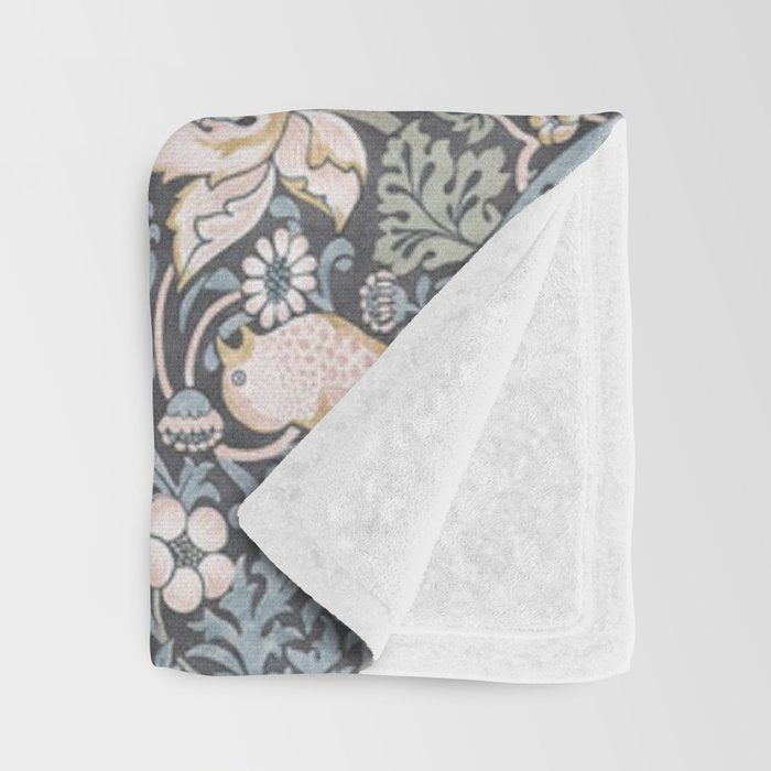 William Morris Strawberry Thief Ink Throw Blanket Gallery Image 3