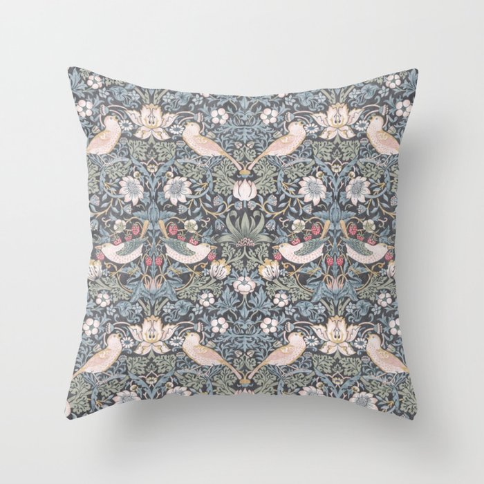 William Morris Strawberry Thief Ink Throw Pillow Gallery Image 6