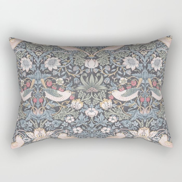 William Morris Strawberry Thief Ink Rectangular Pillow Gallery Image 1