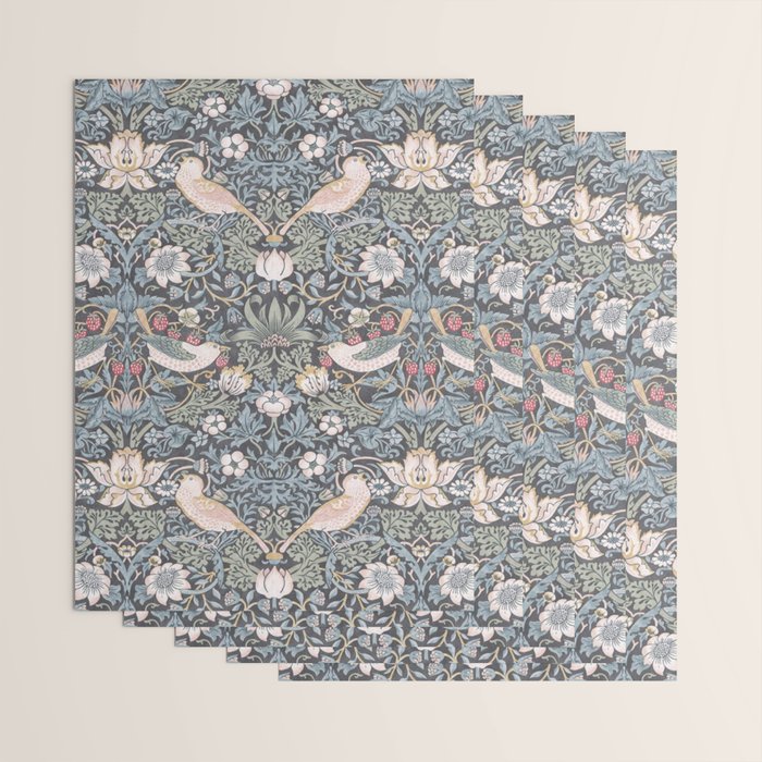 William Morris Strawberry Thief Ink Wrapping Paper Gallery Image 3
