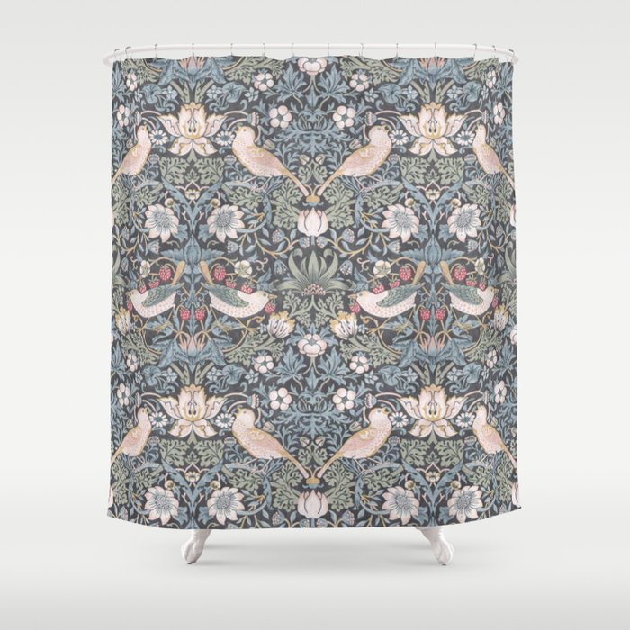 William Morris Strawberry Thief Ink Shower Curtain Gallery Image 1