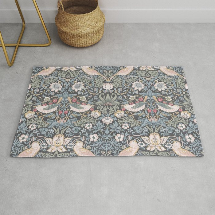 William Morris Strawberry Thief Ink Rug Gallery Image 1