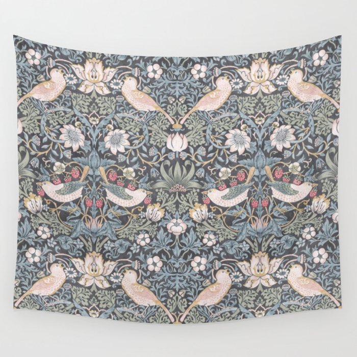 William Morris Strawberry Thief Ink Wall Tapestry Gallery Image 4