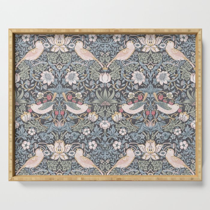 William Morris Strawberry Thief Ink Serving Tray Gallery Image 1