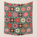 Winter Quilt Stars: Festive Mosaic in Jewel Tones Wall Tapestry Gallery Image 4