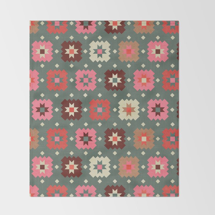 Winter Quilt Stars: Festive Mosaic in Jewel Tones Throw Blanket Gallery Image 2