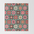 Winter Quilt Stars: Festive Mosaic in Jewel Tones Throw Blanket Gallery Image 2