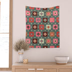 Winter Quilt Stars: Festive Mosaic in Jewel Tones Wall Tapestry Gallery Image 2
