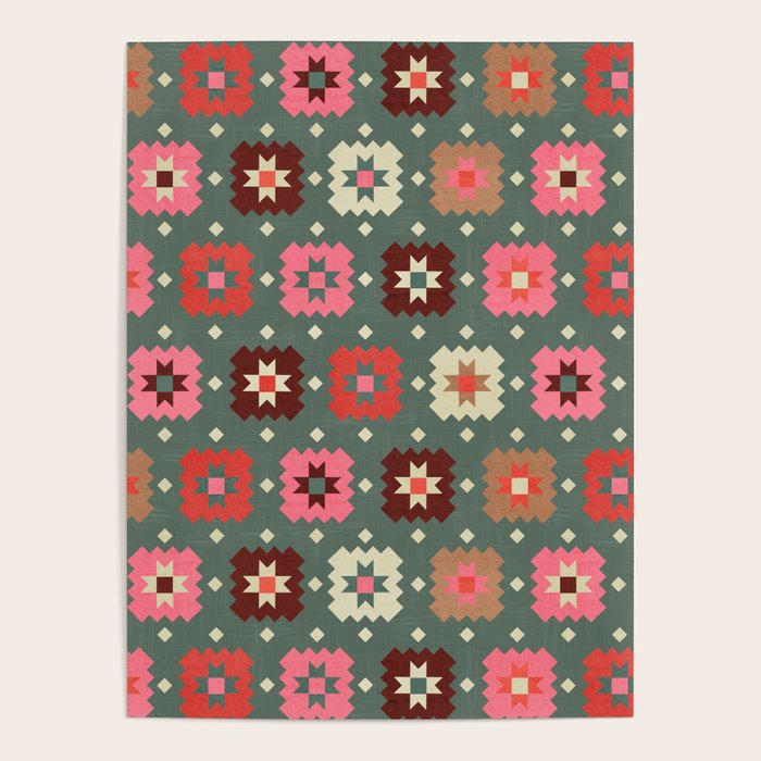 Winter Quilt Stars: Festive Mosaic in Jewel Tones Poster Gallery Image 4