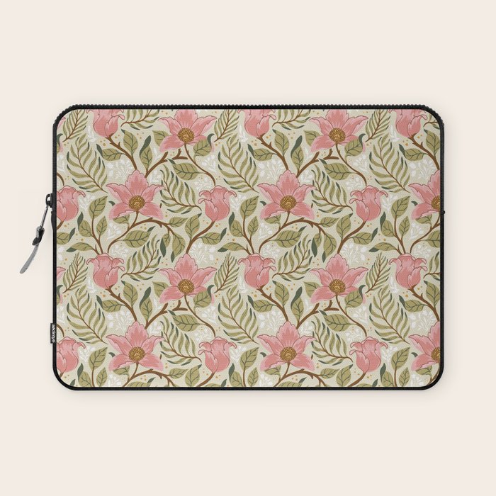 Spring Garden Flowers - Pink and Green Laptop Sleeve Gallery Image 1