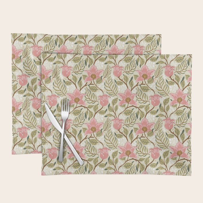 Spring Garden Flowers - Pink and Green Placemat Gallery Image 1