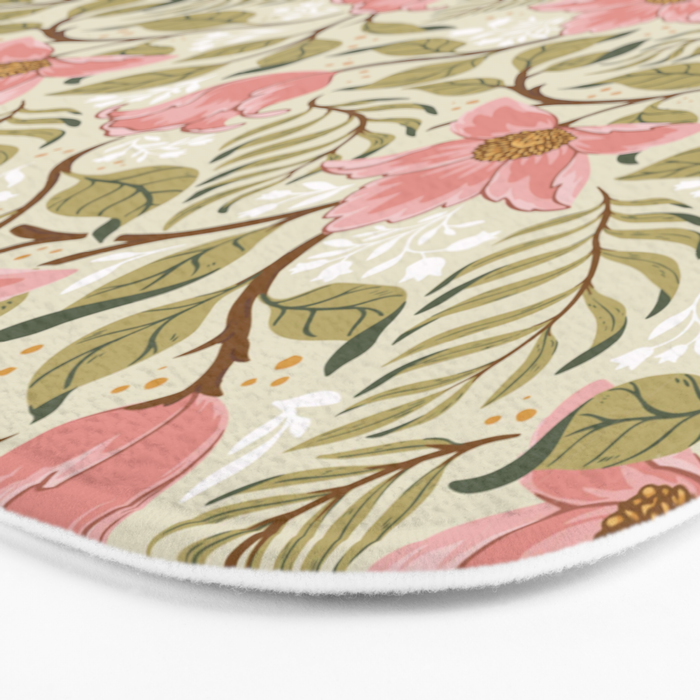 Spring Garden Flowers - Pink and Green Bath Mat Gallery Image 3