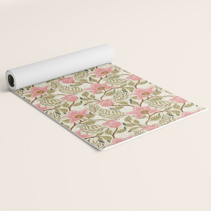 Spring Garden Flowers - Pink and Green Yoga Mat Gallery Image 2