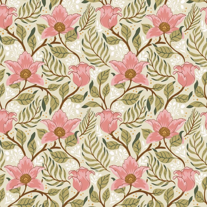 Spring Garden Flowers - Pink and Green Coffee Mug Gallery Image 2