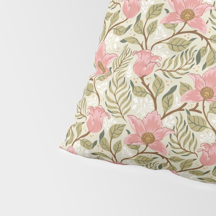 Spring Garden Flowers - Pink and Green Pillow Sham Gallery Image 4