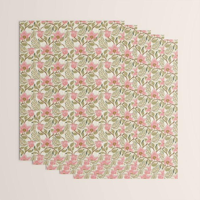 Spring Garden Flowers - Pink and Green Wrapping Paper Gallery Image 3