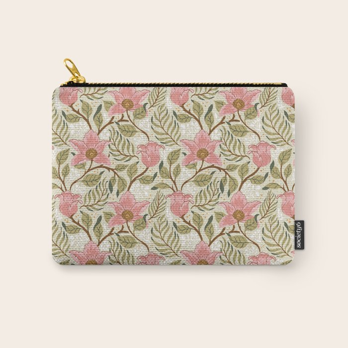Spring Garden Flowers - Pink and Green Carry All Pouch Gallery Image 1