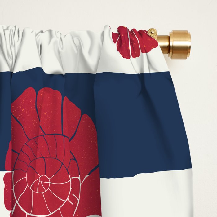 Red nautilus shell and navy stripes Window Curtain Gallery Image 2