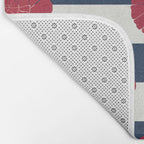 Red nautilus shell and navy stripes Bath Mat Gallery Image 2