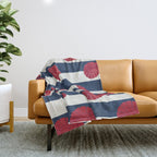 Red nautilus shell and navy stripes Throw Blanket Gallery Image 1