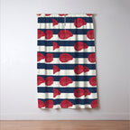 Red nautilus shell and navy stripes Window Curtain Gallery Image 3