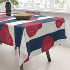 Red nautilus shell and navy stripes Tablecloth Gallery Image 3