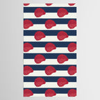 Red nautilus shell and navy stripes Tablecloth Gallery Image 2