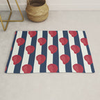 Red nautilus shell and navy stripes Rug Gallery Image 1