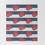 Red nautilus shell and navy stripes Throw Blanket Gallery Image 2