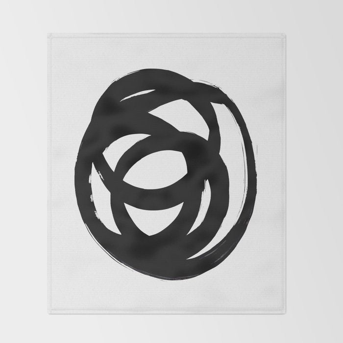 Ink Eye White Background Throw Blanket Gallery Image 2