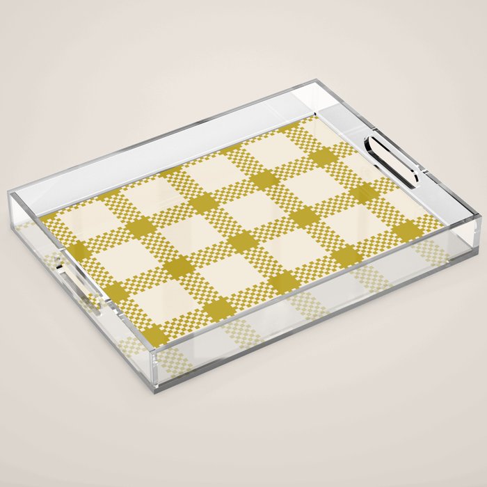 Antique Moss Check Grid Acrylic Tray Gallery Image 1