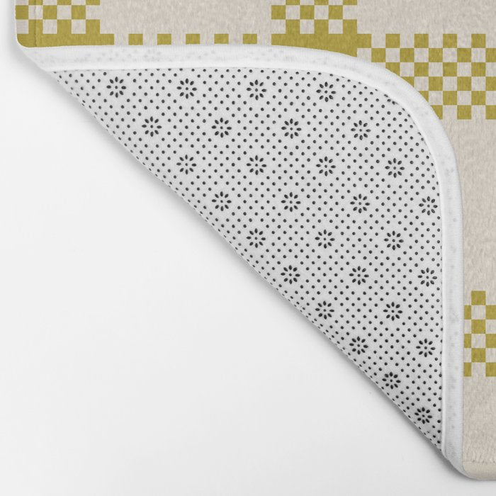 Antique Moss Check Grid Bath Mat Gallery Image 2