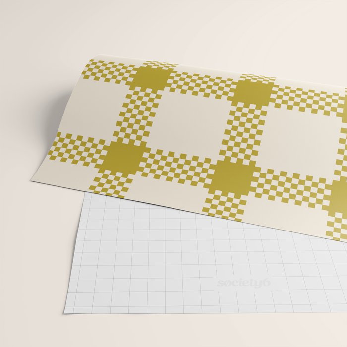 Antique Moss Check Grid Wrapping Paper Gallery Image 2