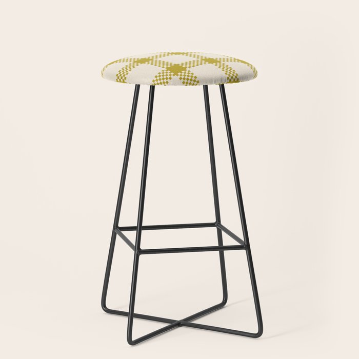 Antique Moss Check Grid Stool Gallery Image 1