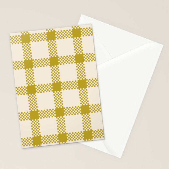 Antique Moss Check Grid Stationery Card Gallery Image 2