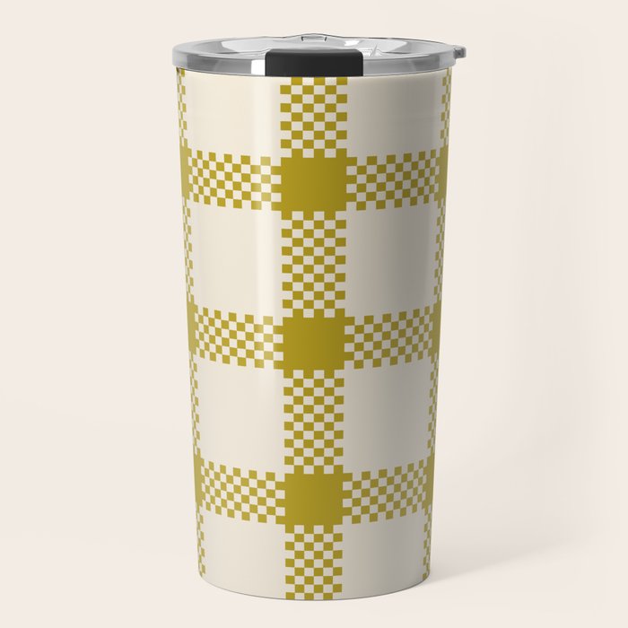 Antique Moss Check Grid Travel Mug Gallery Image 1