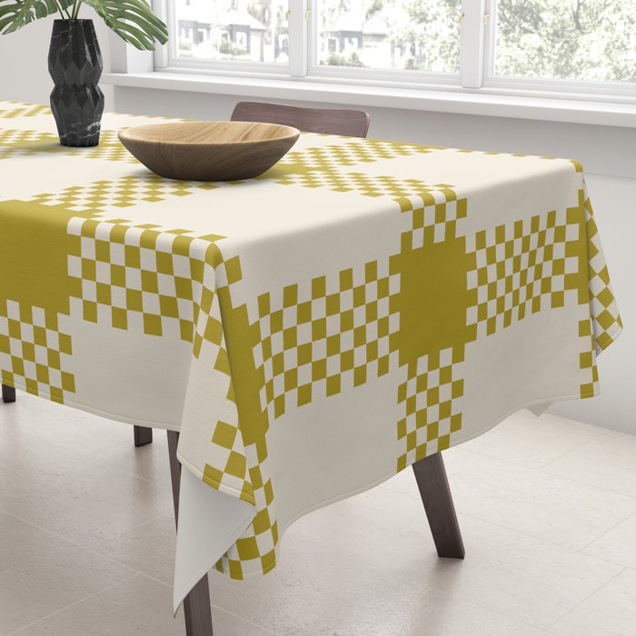 Antique Moss Check Grid Tablecloth Gallery Image 3