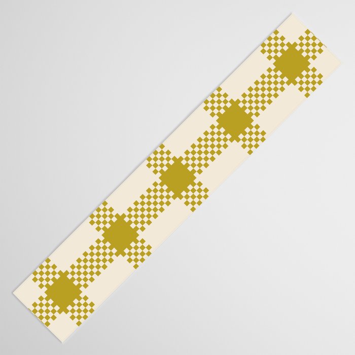 Antique Moss Check Grid Table Runner Gallery Image 3