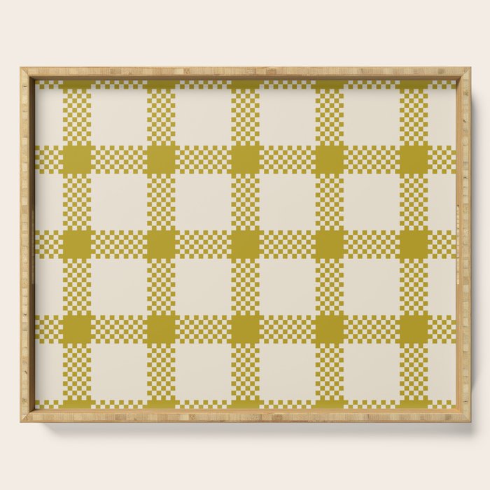 Antique Moss Check Grid Serving Tray Gallery Image 1